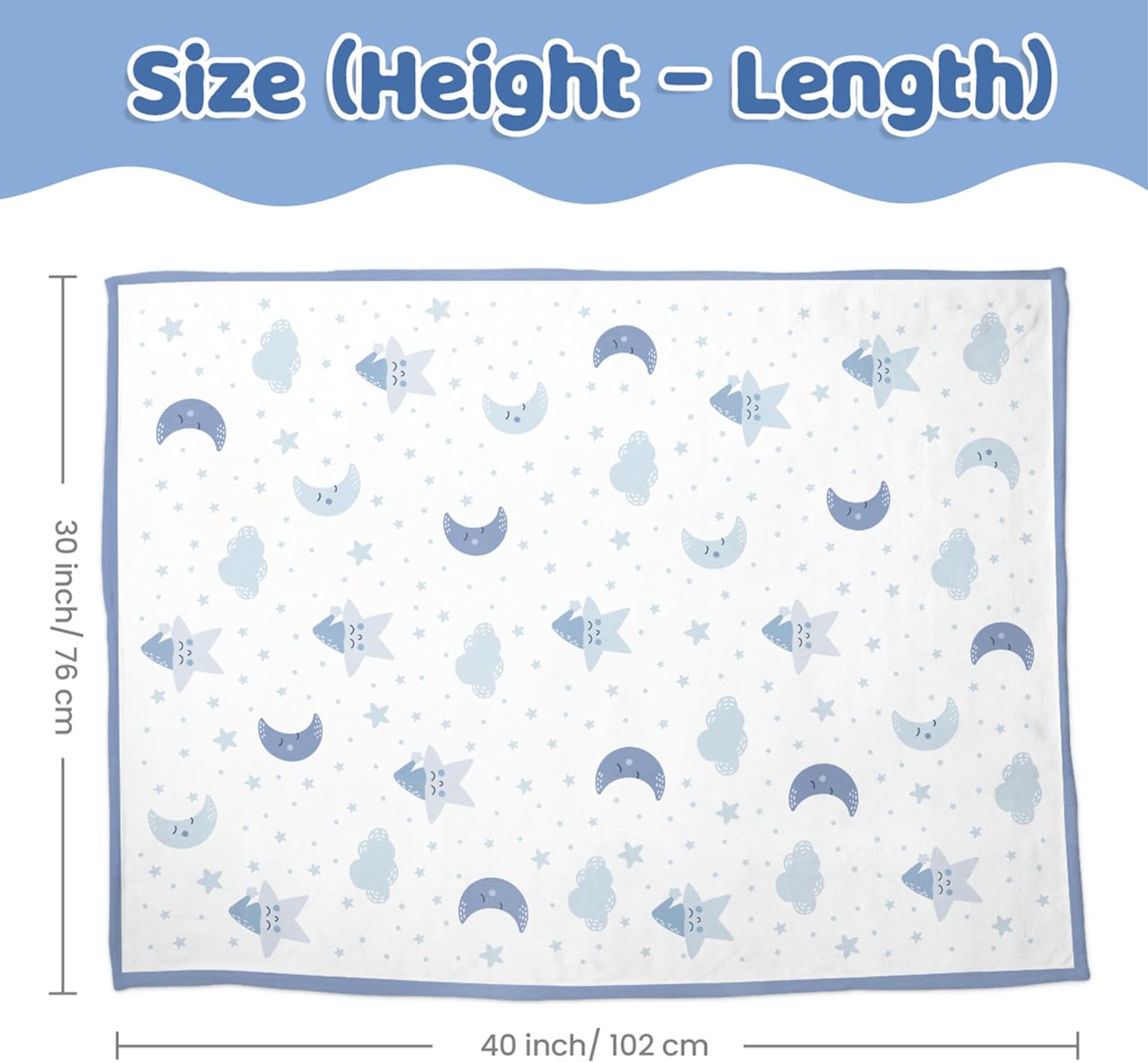 Star Baby Blanket 30 x 40 Inches for Boys Girls, Toddler Newborn Infant, Soft Plush Receiving