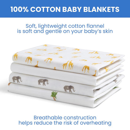 Delta Children 100% Cotton Flannel Baby Receiving Blankets for Girls and Boys – 30x30 Inches (Pack