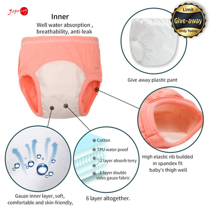 Joyo roy 6Pcs Potty Training Underwear 18-24 Months 100% Cotton Soft Absorbent Toddler Training Underwear Girls Waterproof Toddler Girl Panties Baby Pee Pants with Potty Sticker Chart for Kids