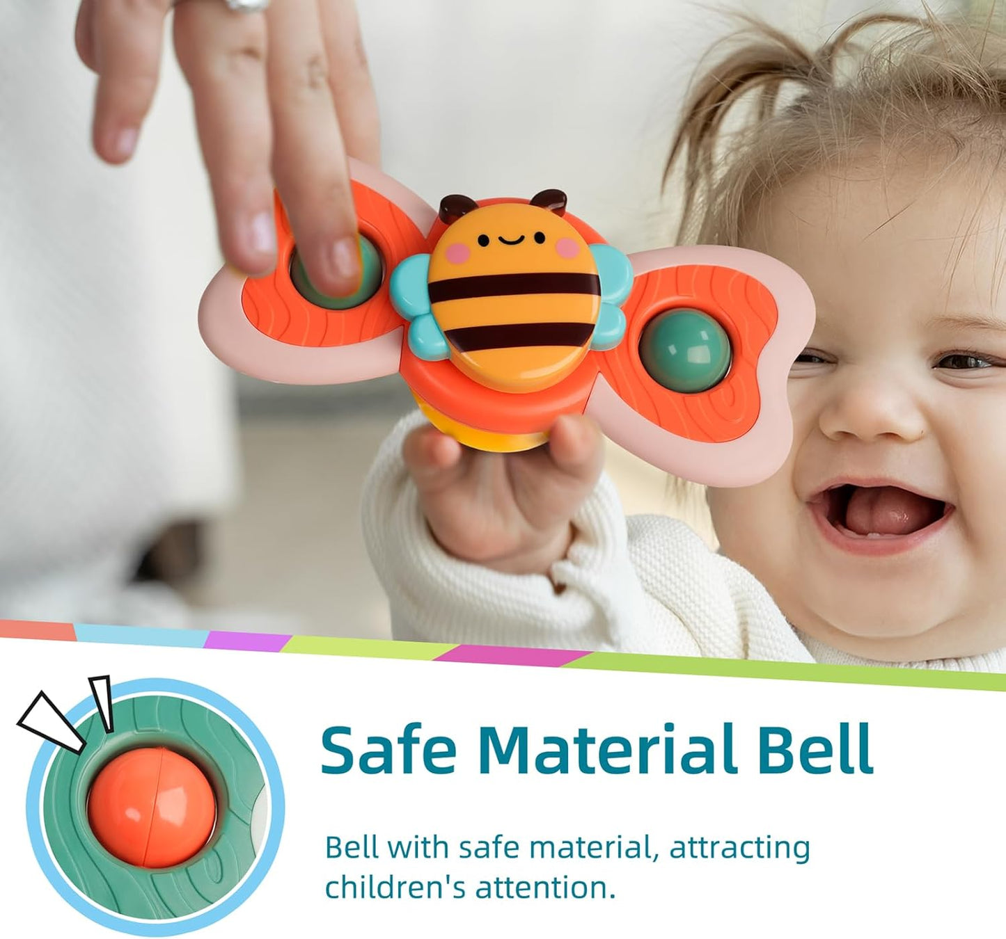 LiKee Strong Suction Cup Fidget Spinnerz Sensory Bath Toys for Baby 12 18 Months Airplane Car Travel Table & Window Toys for 1 2 Year Old Toddler Boys and Girls (Snail)