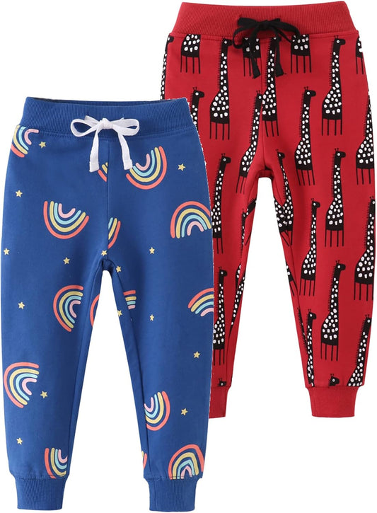 HUAER& Baby Boy's Jogger Pants Dinosaur Car Drawstring Elastic Sweatpants