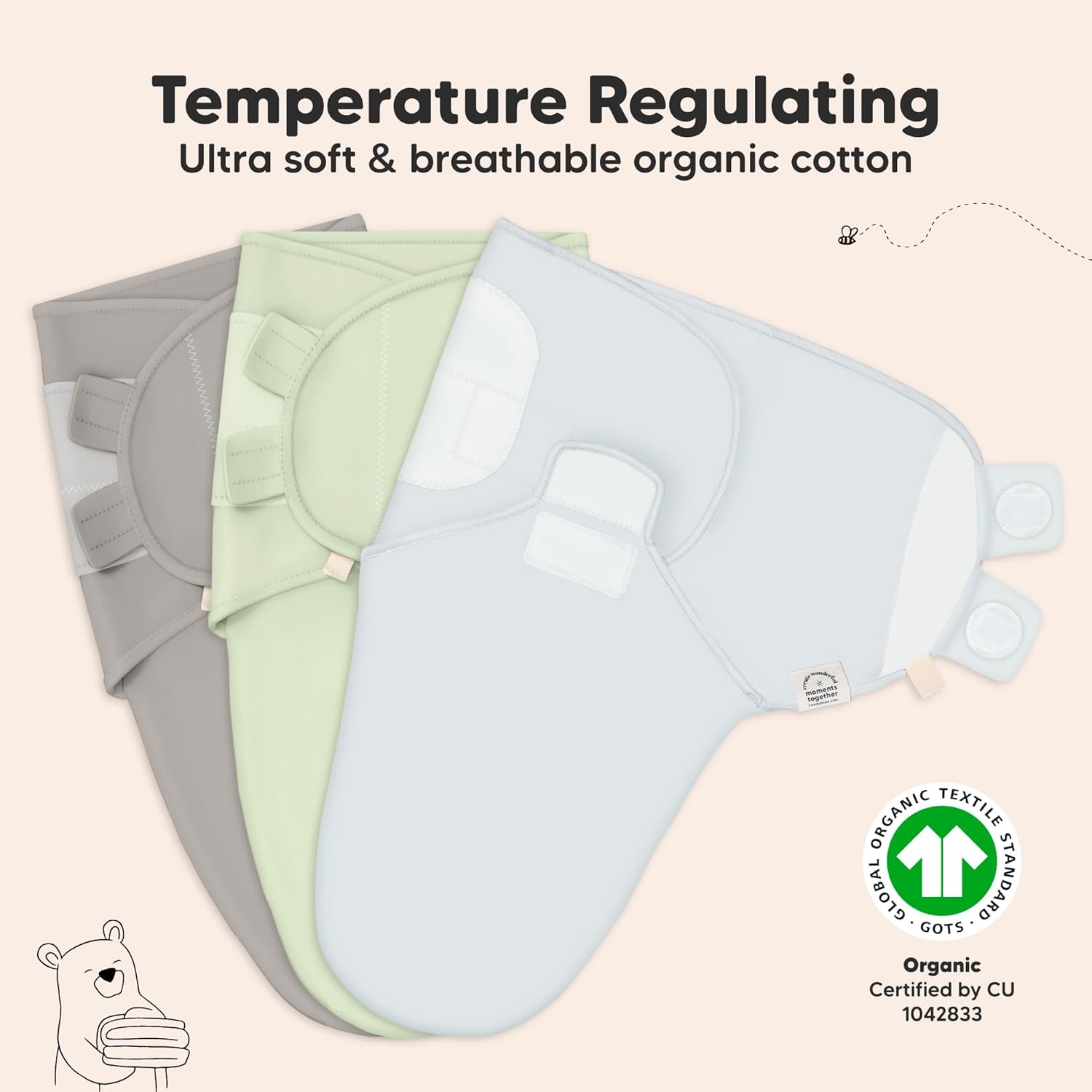 3-Pack Organic Baby Swaddle Sleep Sacks - Swaddles for Newborns, Infant 0-3 Months, Baby Girls