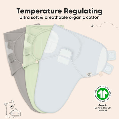 3-Pack Organic Baby Swaddle Sleep Sacks - Swaddles for Newborns, Infant 0-3 Months, Baby Girls