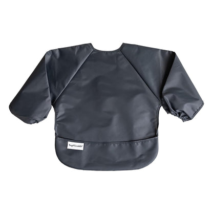 Tiny Twinkle Mess Proof Baby Bibs, 2pk Waterproof Smock Baby Bibs for Eating, Machine Washable Long Sleeve Bibs, Baby Led Weaning, Toddler Bibs, BLW Supplies (Sage Charcoal, Large 2-4 Years)