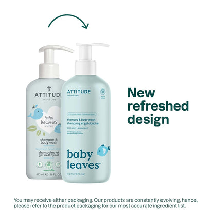 ATTITUDE 2-in-1 Shampoo and Body Wash for Baby, EWG Verified, Dermatologically Tested, Vegan, Good