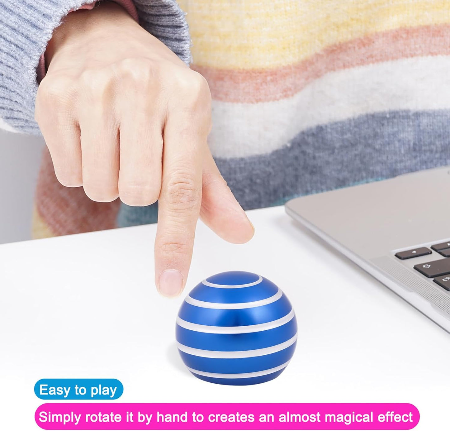 Desk-Fidget-Kinetic-Toys Cool-Gadgets: Cool-Stuff Thing Game Toy for Adult Teen Children Kid, Optical-Illusion Stress Relief Gifts for Man Women Home Office School Christmas Spinning Up 300 Seconds