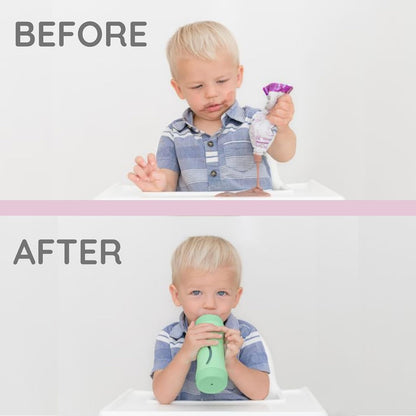 Subo Baby Food Bottle | No Mess Baby Toddler Self Feeder | Squeeze Free Design for Purees, Smoothies, Yogurt, Oatmeal, or Thickened Liquids | Reusable Silicone Washable Cup (Pink)