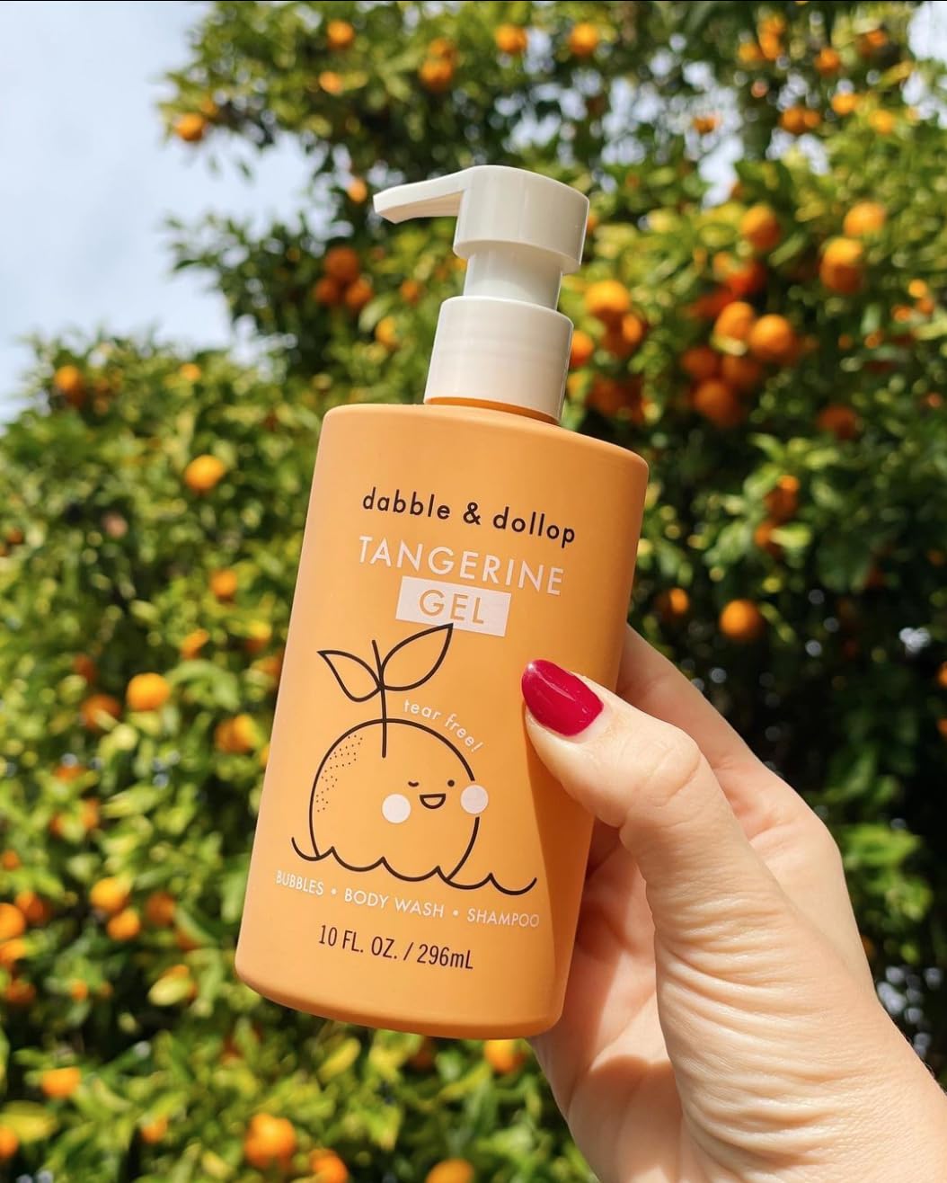 Dabble & Dollop Tangerine Body Wash & Shampoo – 3-in-1 Natural Bubble Bath for Kids, Made in USA