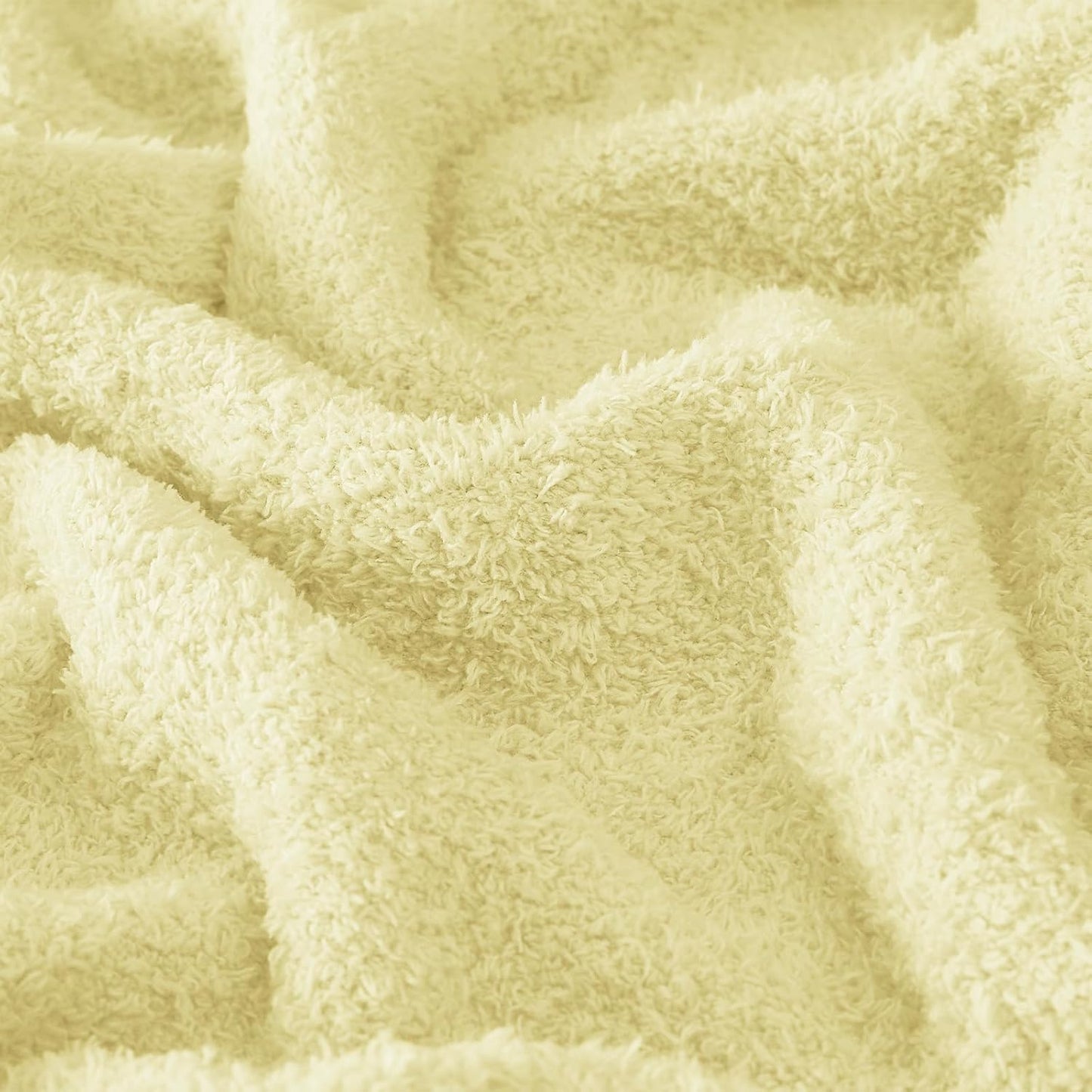 CYMULA Knit Throw Blanket for Couch Yellow - Super Soft Lightweight Plush Fuzzy Fluffy Cozy