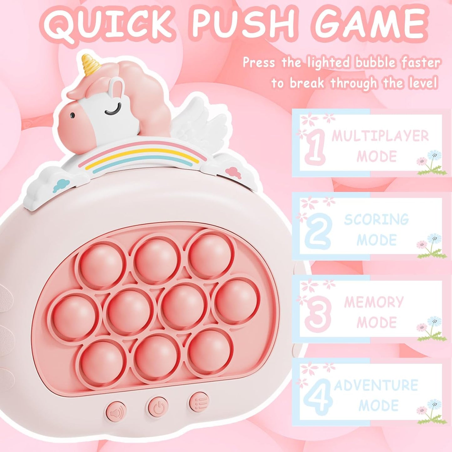 Stress Relief Toys, Decompression Breakthrough Puzzle Pop Button Gopher Handheld Game Machine, Novelty Fidget Toys Party Favor Gifts for Kids Adults (Rainbow Unicorn)