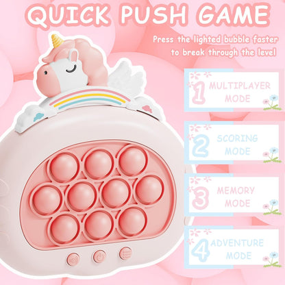 Stress Relief Toys, Decompression Breakthrough Puzzle Pop Button Gopher Handheld Game Machine, Novelty Fidget Toys Party Favor Gifts for Kids Adults (Rainbow Unicorn)