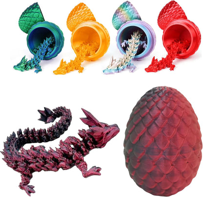3D Printed Dragon Egg,Dragon Eggs with Dragon Inside,Crystal Dragon Fidget Toys,Full Articulated