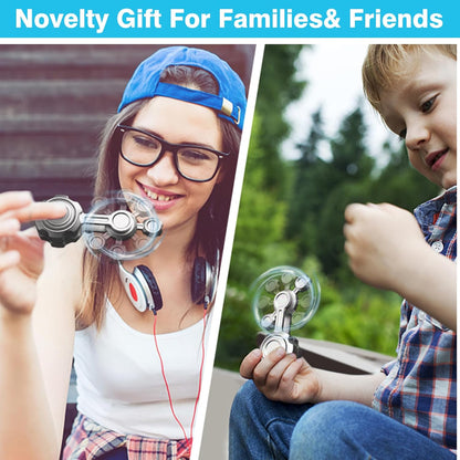 Cool Infinity Gear Gravity Fidget Spinner Metal Toy for Kids Adults, Chaos Flippy Fidget Chain Finger Hand Spinner Desk Toy, Small Gadget Stress Relief Fingertip Gyro Prizes Gift