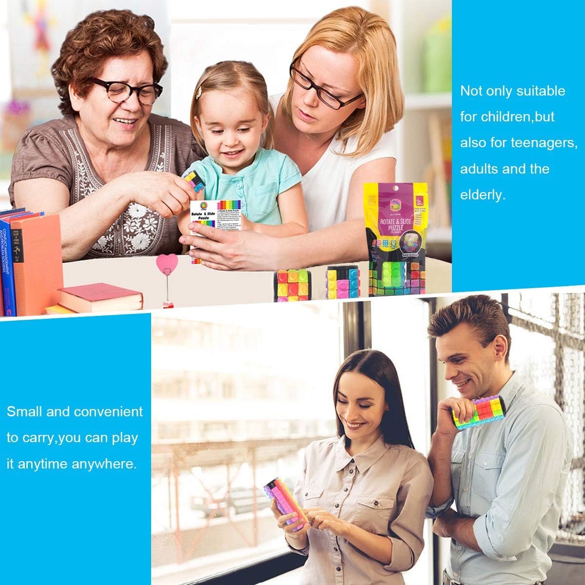 R.Y.TOYS Rotate and Slide Puzzle-Design Patent,Fidget Toys(Restore Order/Create Patterns) 8 Colors,4 and 8 Layers-Detach Piece for Quick Play,Brain Teaser,Sensory Toys Gifts,Easter Basket Stuffers