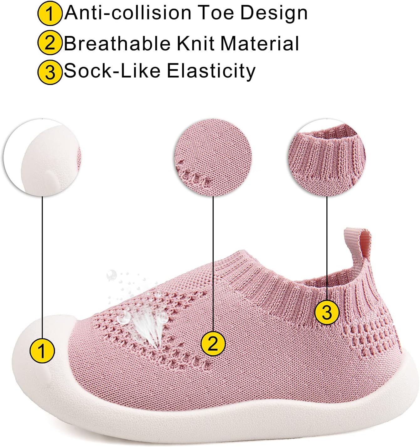 Baby First-Walking Shoes 1-4 Years Kid Shoes Trainers Toddler Infant Boys Girls Soft Sole Non Slip Cotton Canvas Mesh Breathable Lightweight TPR Material Slip-on Sneakers Outdoor