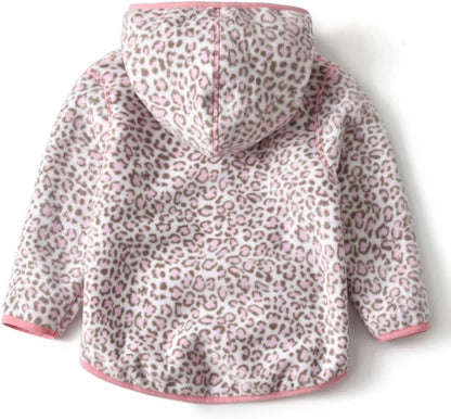 Toddler Printed Polar Fleece hooded Jacket Baby Boys Girls Kids Winter Warm Spring Autumn Outerwear Soft Lightweight
