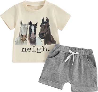 fhutpw Baby Toddler Boy Clothes Summer Outfits 6 12 18 24 Months Patchwork Short Sleeve T Shirt & Shorts Sets with Pockets