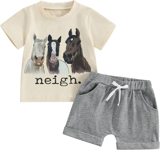 fhutpw Baby Toddler Boy Clothes Summer Outfits 6 12 18 24 Months Patchwork Short Sleeve T Shirt & Shorts Sets with Pockets