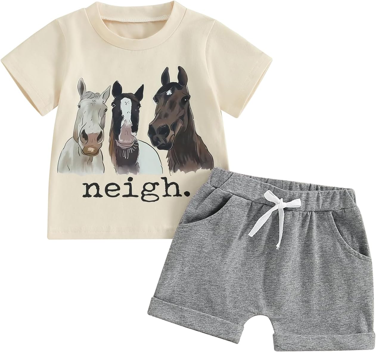 fhutpw Baby Toddler Boy Clothes Summer Outfits 6 12 18 24 Months Patchwork Short Sleeve T Shirt & Shorts Sets with Pockets