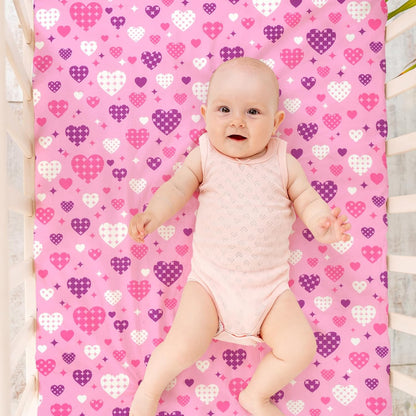 UOMNY Crib Sheet Heart Fitted Crib Sheets Baby Sheet for Standard Crib and Toddler Mattresses