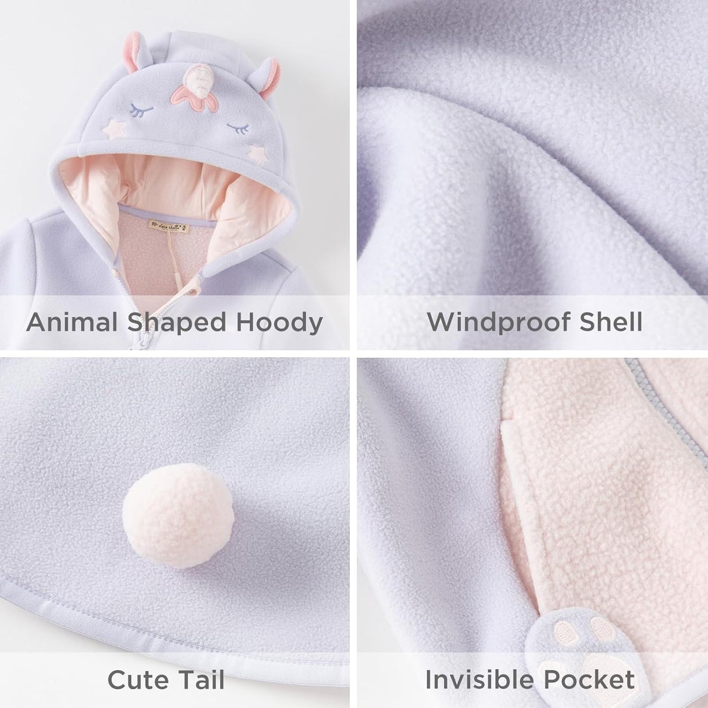 DAVE&BELLA Toddler Fleece Jacket, Baby Boys Girls Animal-shaped Hooded Zipper Long Sleeve Warm Spring Autumn Outerwear Coat