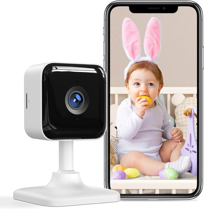 GNCC Baby Monitor with Camera and Audio, Baby Monitor WiFi Smartphone 2.4 GHz with Motion and Sound Detection, Pet Security Camera Indoor, 1080P HD Night Vision,Two-Way Audio, SD or Cloud Storage