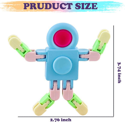 Fidget Spinners, Transformable Chain Robot Fingertip Toy, Gyro Fidget Sensory Toys, Stress Relief Fidget Toy for Kids Adult, Pinata Goodie Bag Stuffers Birthday School Gift (4 Pack)
