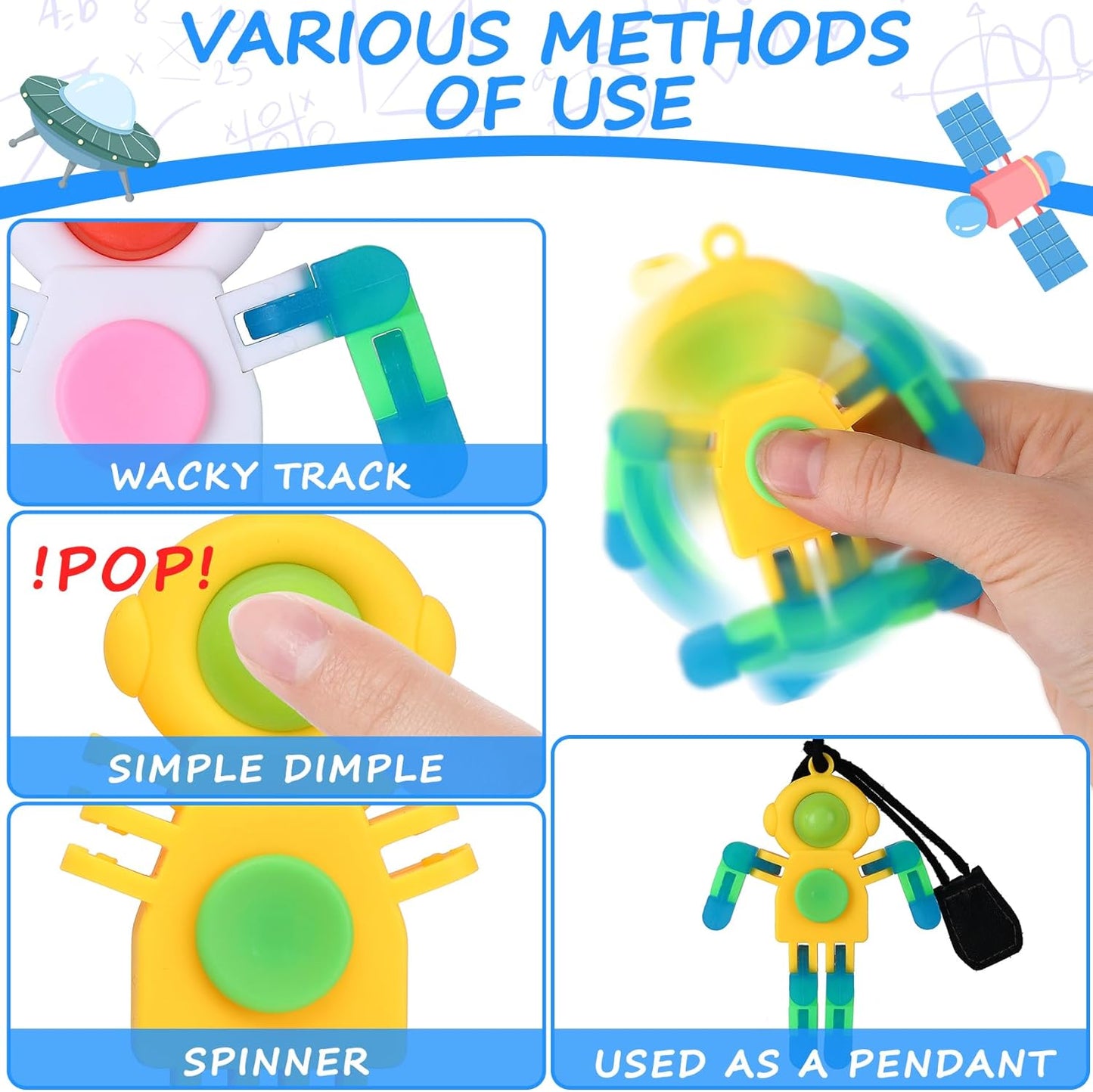 Astronaut Pop Transformable Fidget Spinner - Adult Fidget Spinner Keychain deformable Robot Fidget Spinner Bulk Party Favors for Kids Sensory Fidget Toys for Children's Day Classroom Prizes