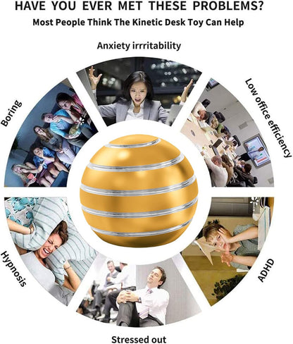 Adults Fidget Toys, 1.77" Kinetic Spinning Desk Toys for Office for Adults, Kids Fidget Toys for Anxiety, ADHD, Autism for Party Favors, Pinata Filler (1.77", Gold)