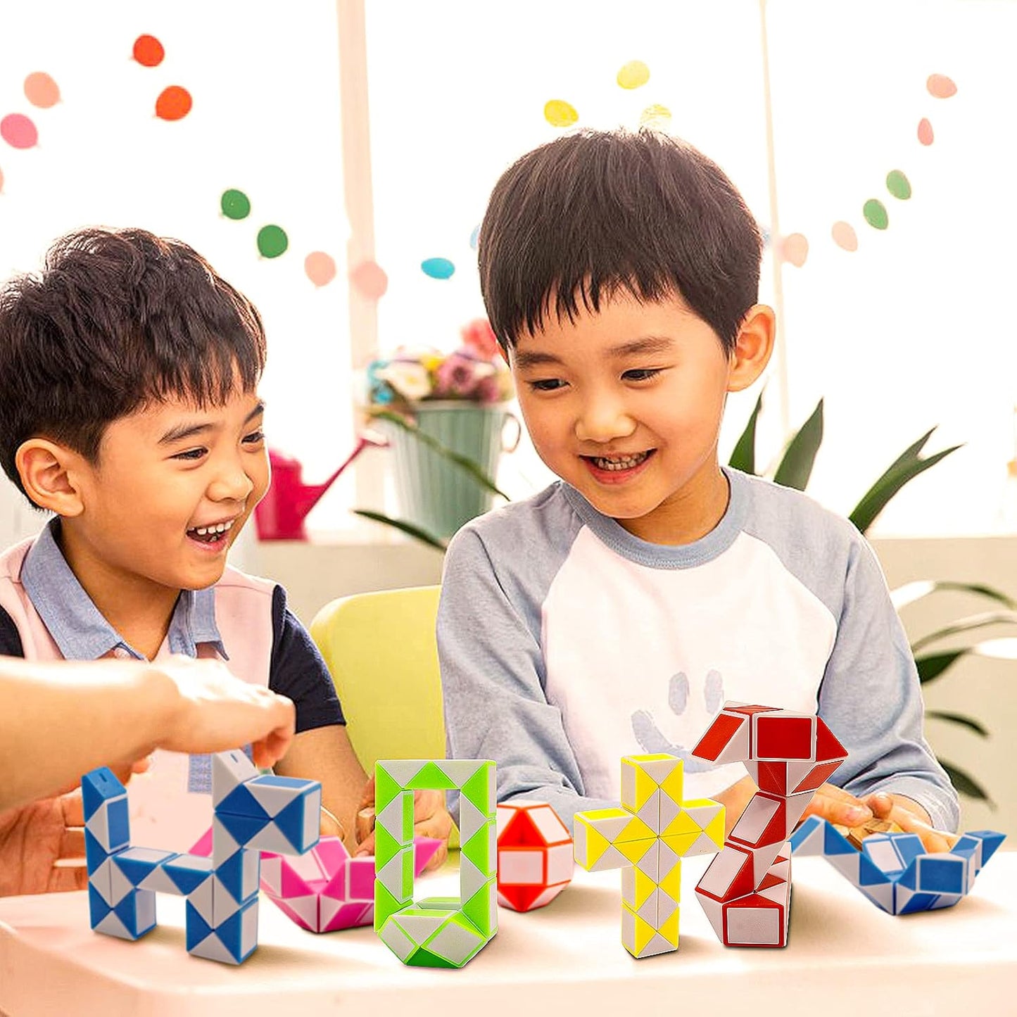 12 Pack 24 Blocks Mini Fidget Snake Cube Mini Twist Puzzle Cubes Magic Speed Cubes Toy for Kids