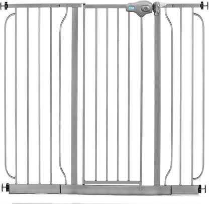 Regalo Easy Step 49-Inch Extra Wide Baby Gate, Includes 4-Inch and 12-Inch Extension Kit, 4 Pack of Pressure Mount Kit and 4 Pack of Wall Mount Kit, Platinum - Total Pack of 1