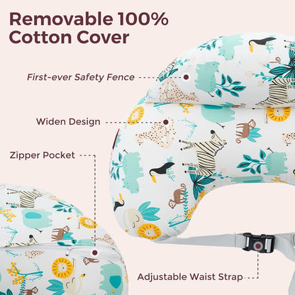 Momcozy Pioneering Safety Fence Nursing Pillow for Breastfeeding- Wider Feeding Pillows for More