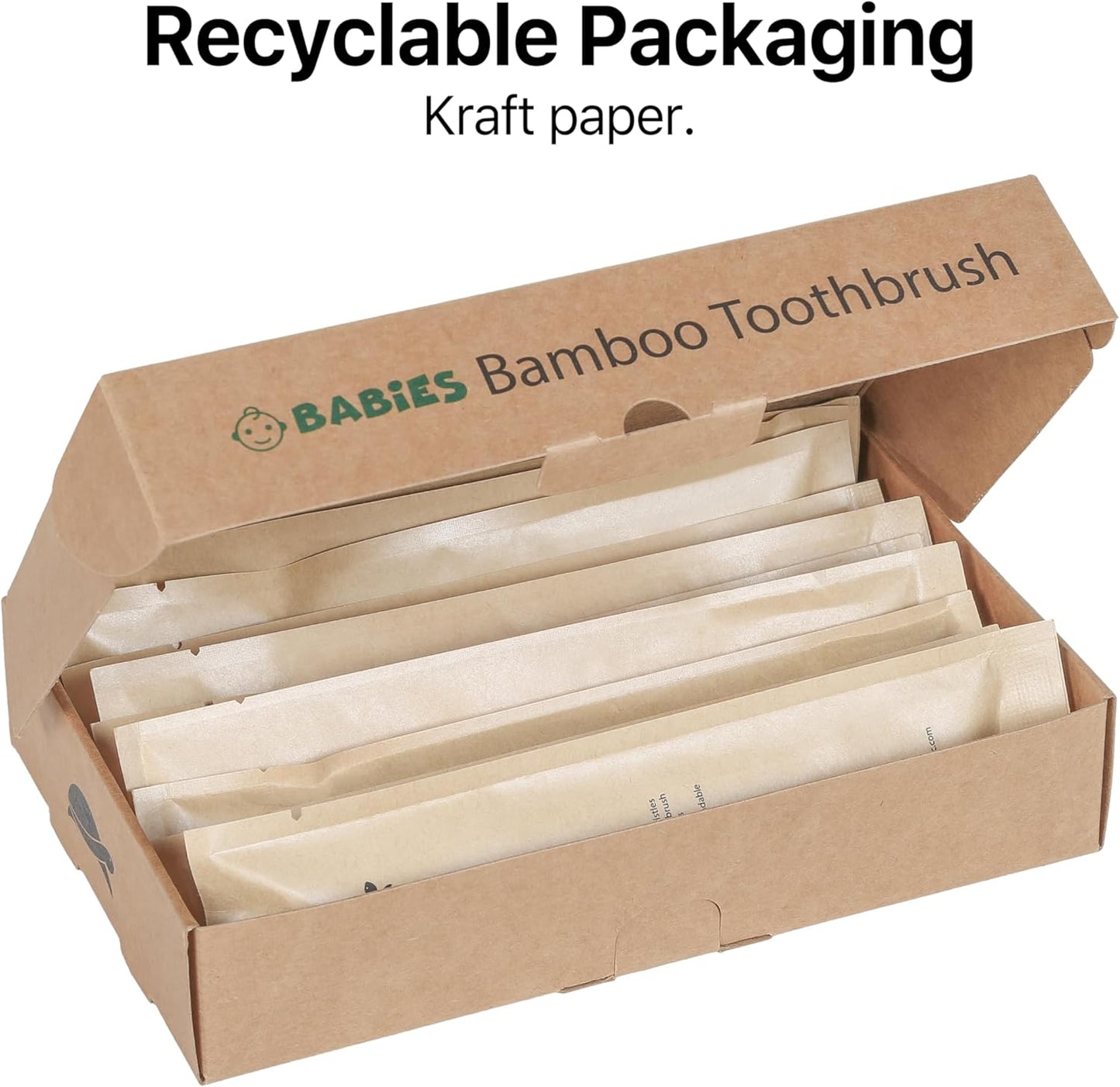 Sea Turtle Plant-Based Bristles, Ultra-Soft Bamboo Toothbrushes, Individually Sealed for Babies (10
