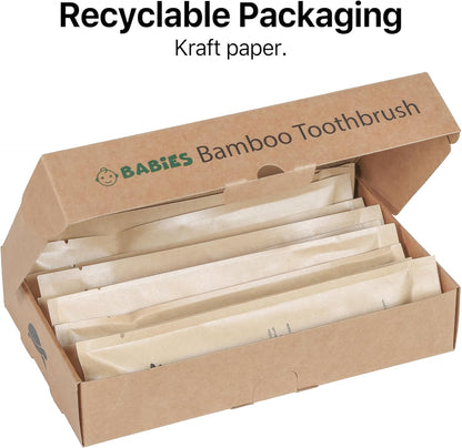 Sea Turtle Plant-Based Bristles, Ultra-Soft Bamboo Toothbrushes, Individually Sealed for Babies (10