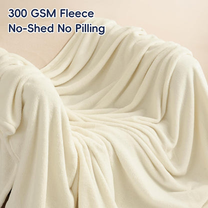 PHF Ultra Soft Fleece Blanket Queen Size, No Shed No Pilling Luxury Plush Cozy 300GSM Lightweight