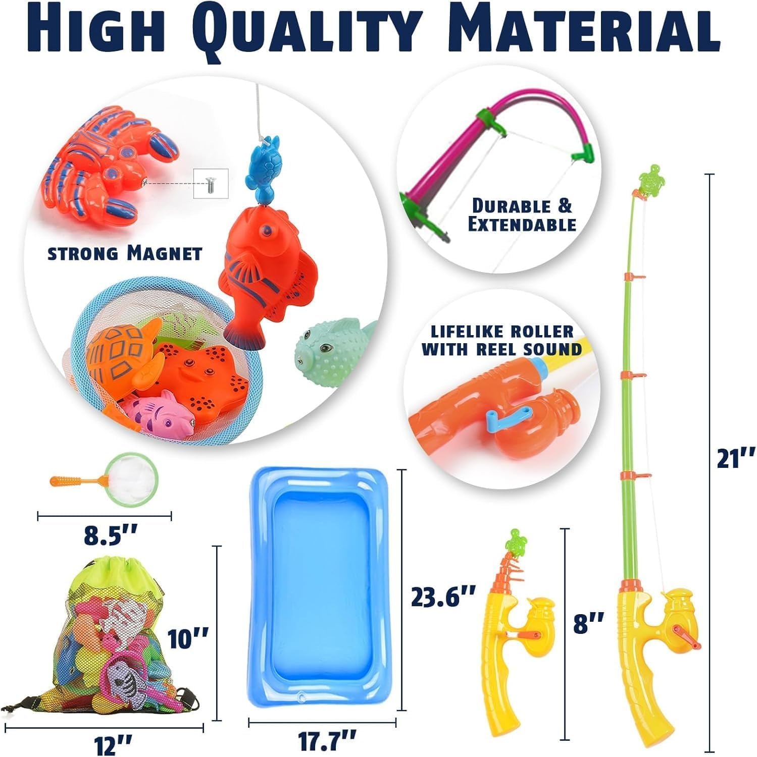 CozyBomB™ Magnetic Fishing Toys Game Set for Kids | Water Table Bathtub Kiddie Pool Party & Pole