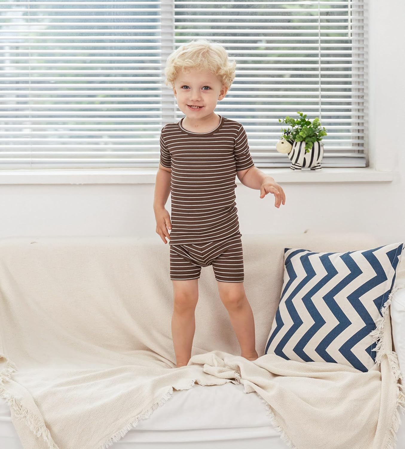 AVAUMA Stripe Pattern Baby Boys Girls Pajama Set Kids Toddler Snug fit Ribbed Sleepwear pjs for Daily Life Style