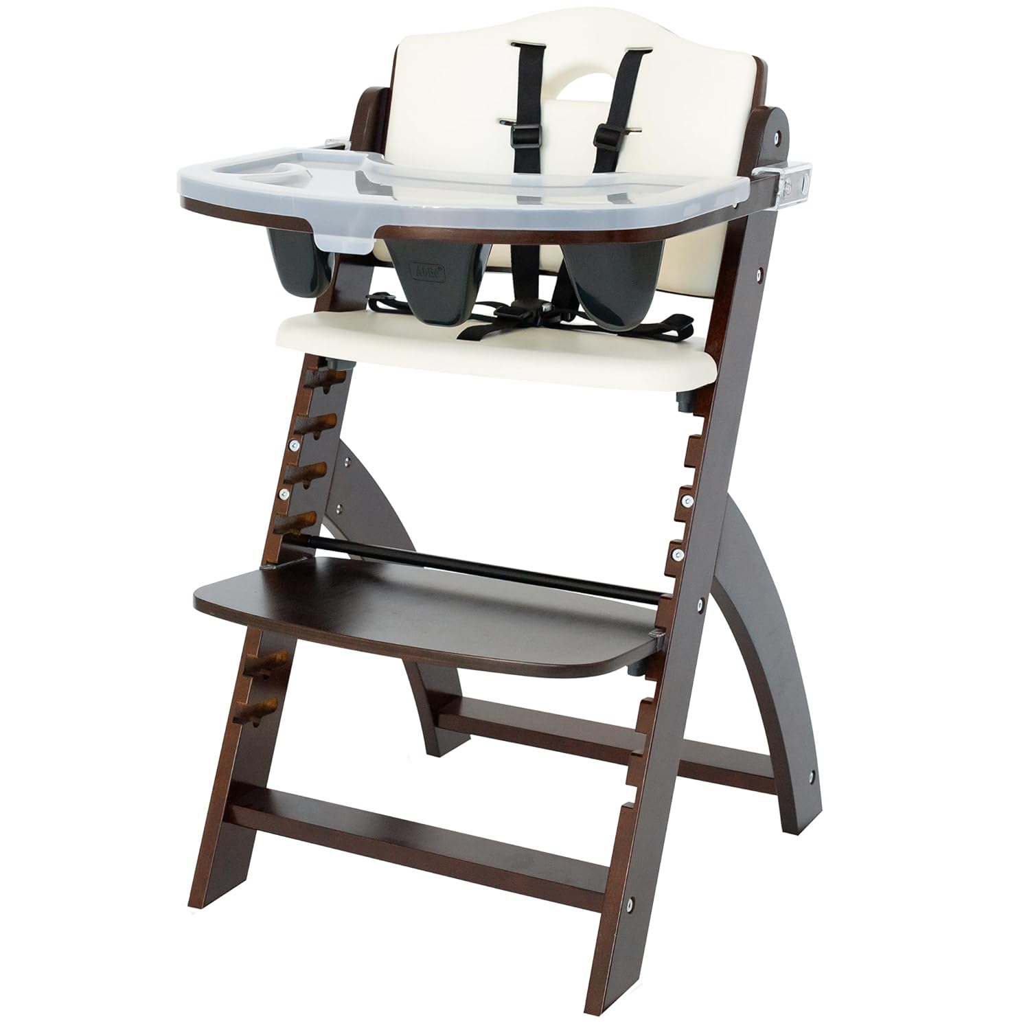 Abiie Beyond Junior Wooden High Chair with Tray - Adjustable and Convertible High Chair for Babies