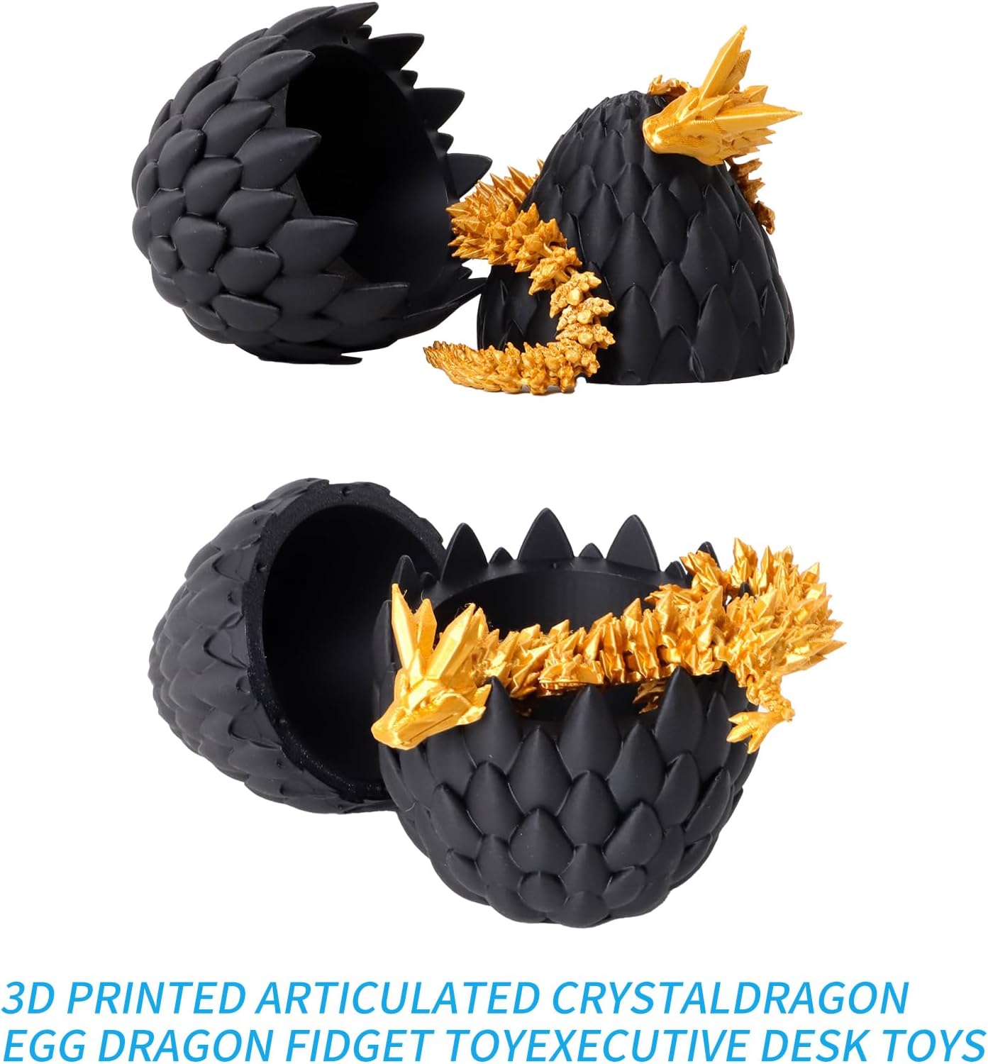 Easter Dragon Eggs 3D Printed Dragon Egg with Dragon Inside Articulated Crystal Dragon Fidget Toy Mystery Easter Suprise Home Office Decor Executive Desk Toys