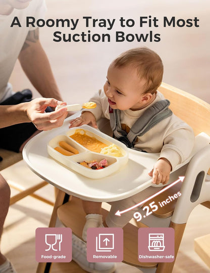 Momcozy DinerPal Wooden High Chair for Babies, Toddlers & Adults Up to 308 Lbs, Convertible Baby