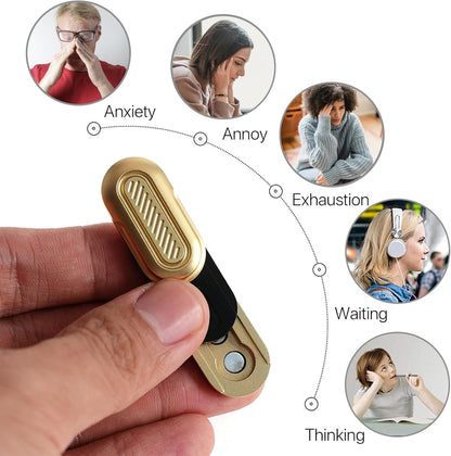 Mini Fidget Slider, Metal Card Fidget Slider Fidget Keychain Fidget Blocks Kit Adult Anxiety Anti Stress (#1 - Gold)