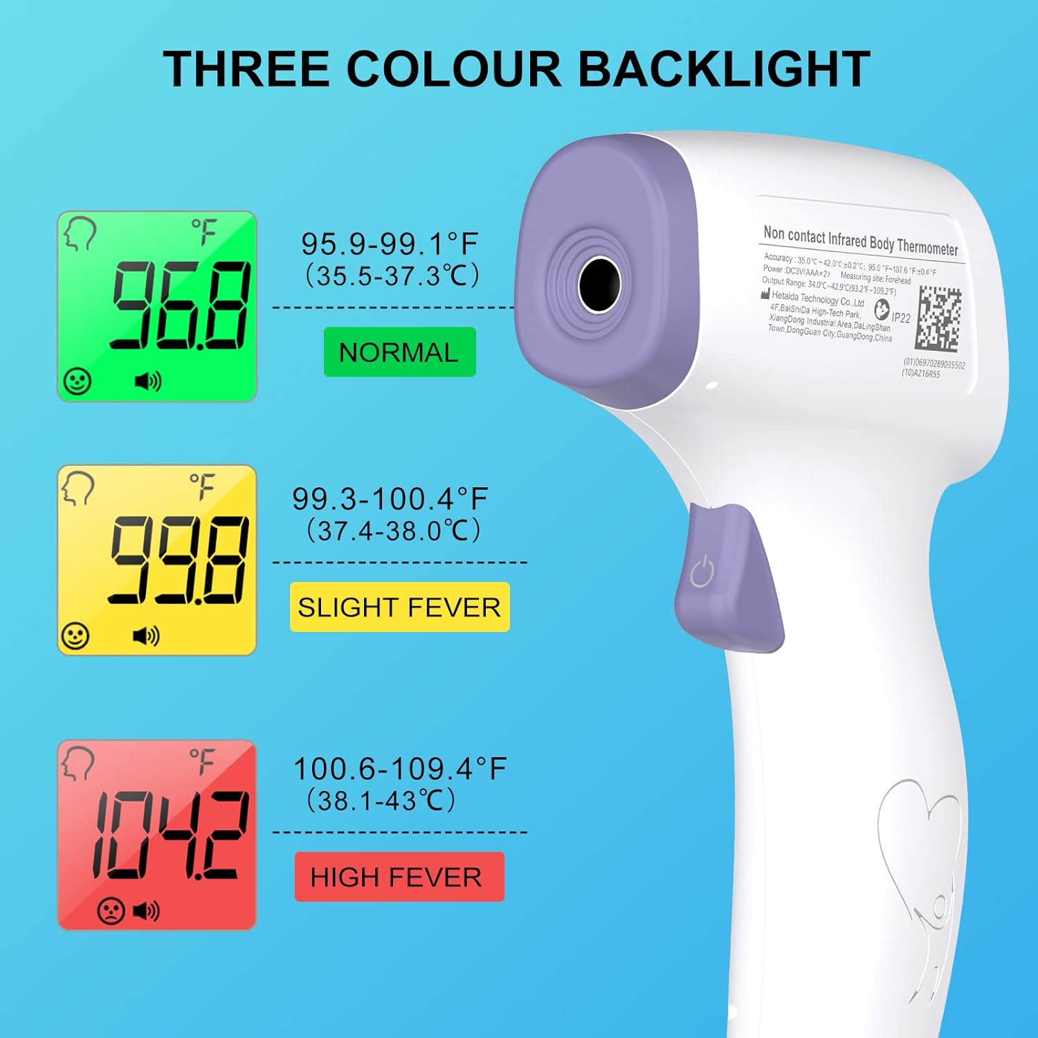 Digital Thermometer for Adults and Kids, No Touch Forehead Thermometer for Baby, 2 in 1 Body