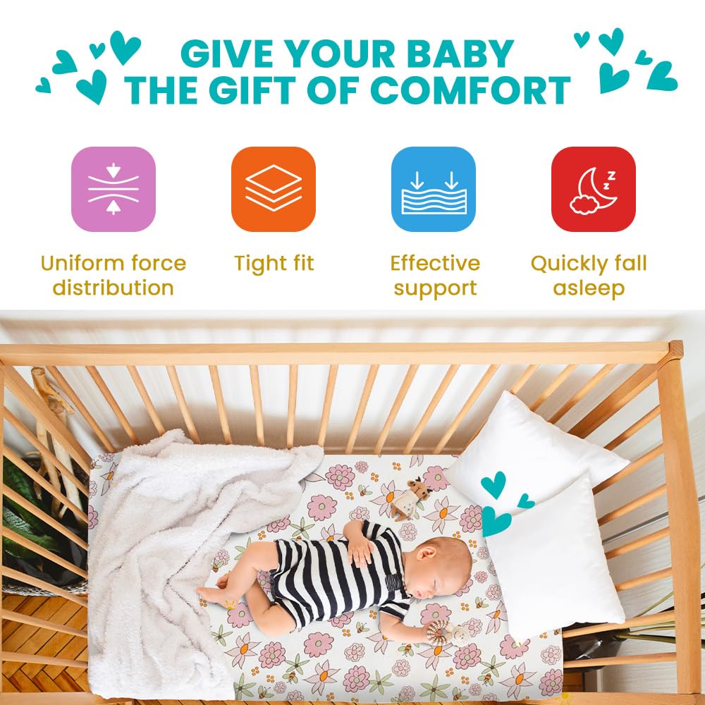Breathable Crib Mattress, Washable High Rebound Foam for Baby Cribs, Fits Standard Toddler Beds