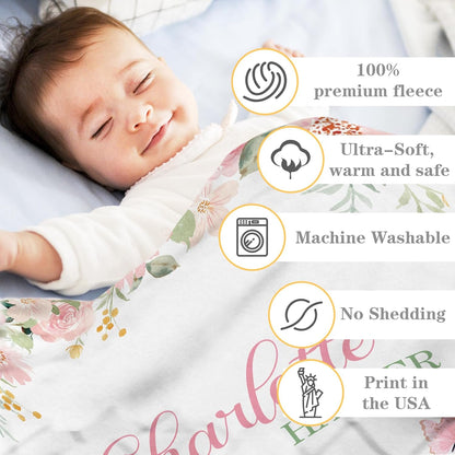 Personalized Baby Blankets for Girls Women Custom Baby Blanket with Name for Kids Toddlers Adult