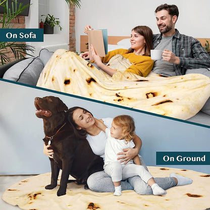 74in Burrito Tortilla Blanket White Elephant Gifts for Adults Useful Taco Throw Blankets Woemn Men Party Cool Stuff Novelty Gag Soft Fleece Wrap