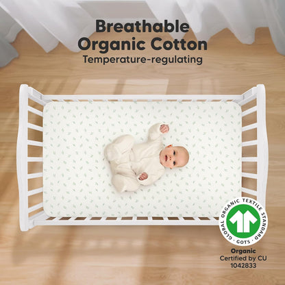 KeaBabies 2-Pack Organic Crib Sheets for Boys, Girls - 52x28 Fitted Crib Mattress Sheet Neutral
