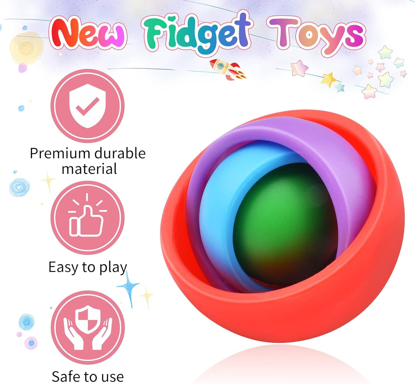 Fidget Toys for Kids, Fidget Stocking Stuffers for Adults, Gifts for Boys Girls Teens Kids Christmas New Year, ADHD Autism Stress Relief Finger Toys Classroom