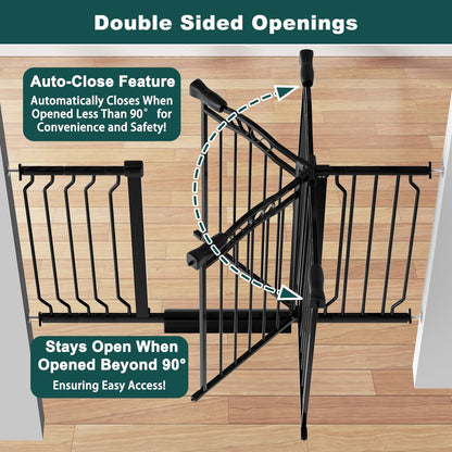 53.1-62.5 Inch Extra Wide Baby Gate, Pressure Mounted Dog Gate Indoor, Walk Thru Pet Gate for Cat Dog Child,Pet Gates for The House Doorway Black
