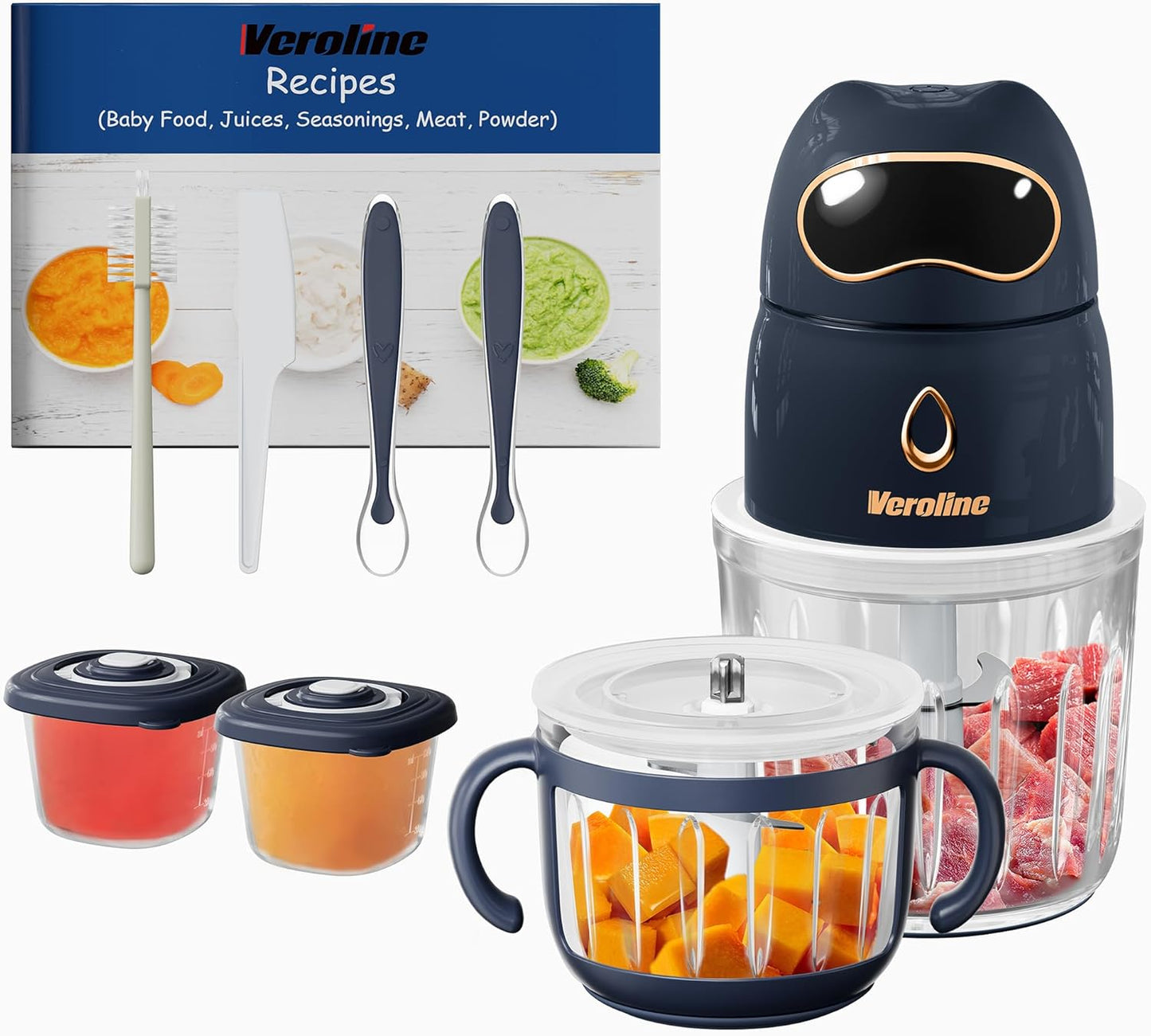 Baby Food Maker, 10-in-1 Baby Food Processor Set with 2 Glass Bowls (600ml+300ml), Baby Food
