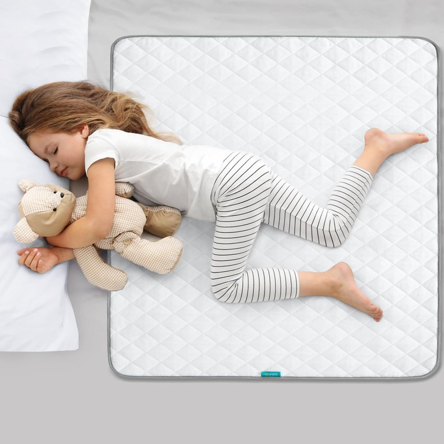 Waterproof Crib Mattress Protector 34" x 36", Non-Slip & Sturdy Mattress Pad Mat, 4 Layers